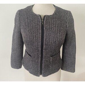 Banana Republic Textured Wool-Blend Jacket Black/White Size 4P